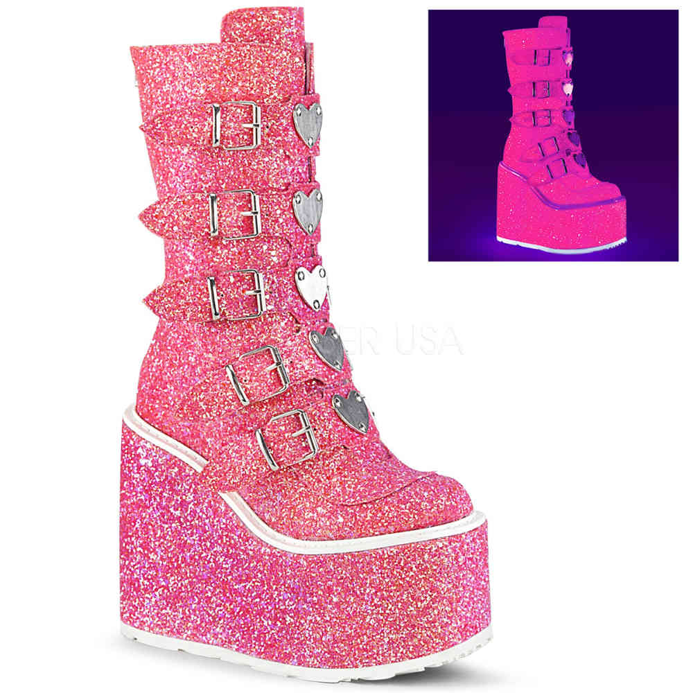 DemoniaCult - SWING-230G Plateau Laarzen - Roze